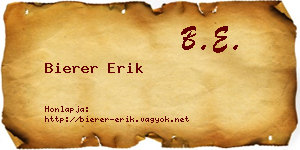 Bierer Erik névjegykártya